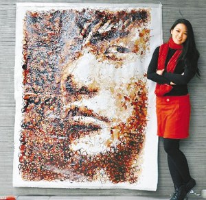 大马华裔艺术家用咖啡杯绘制周杰伦巨幅像(图)